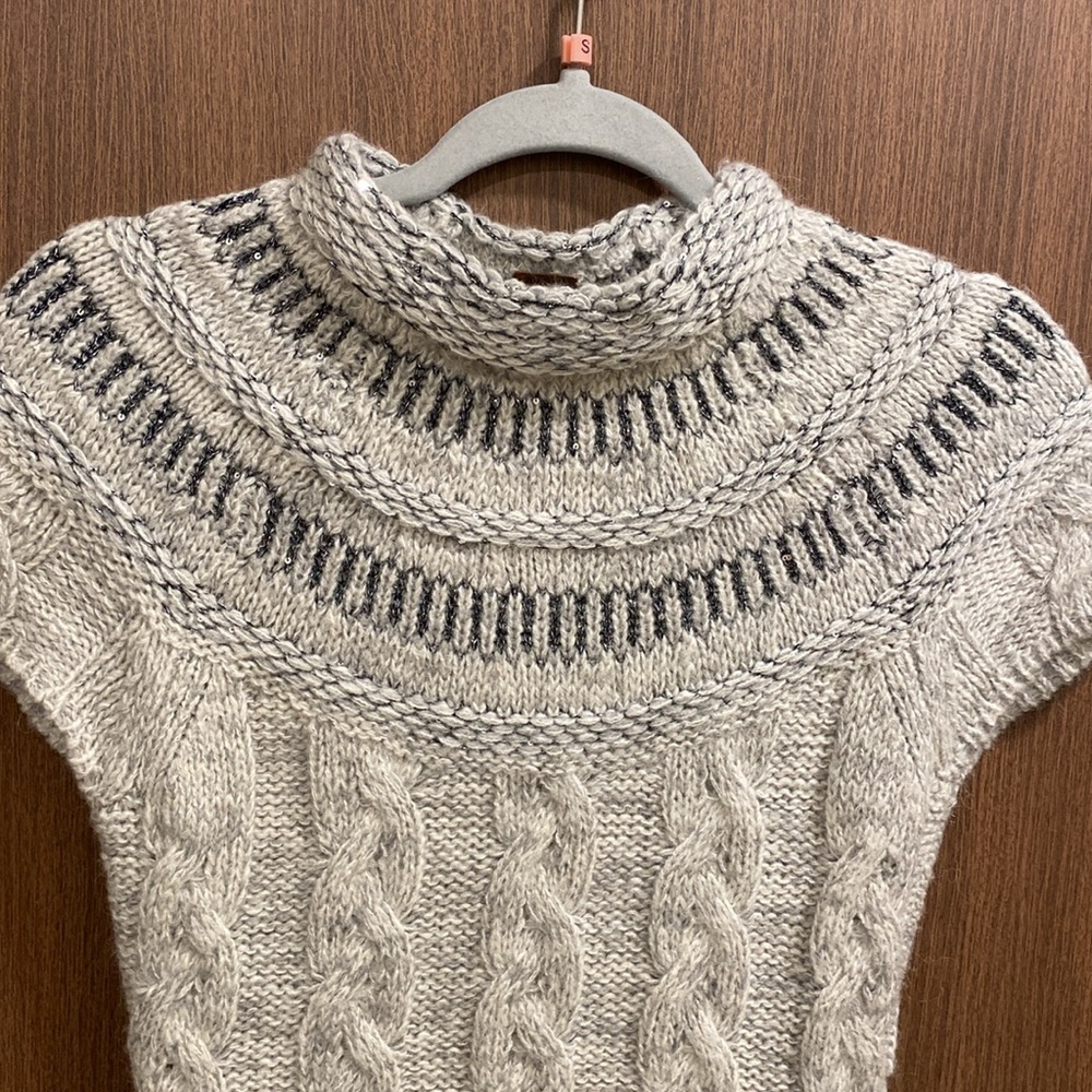 FREE PEOPLE Nordic Nights Wool Blend Cable Knit Sweater Dress Size Small - Picture 5 of 14